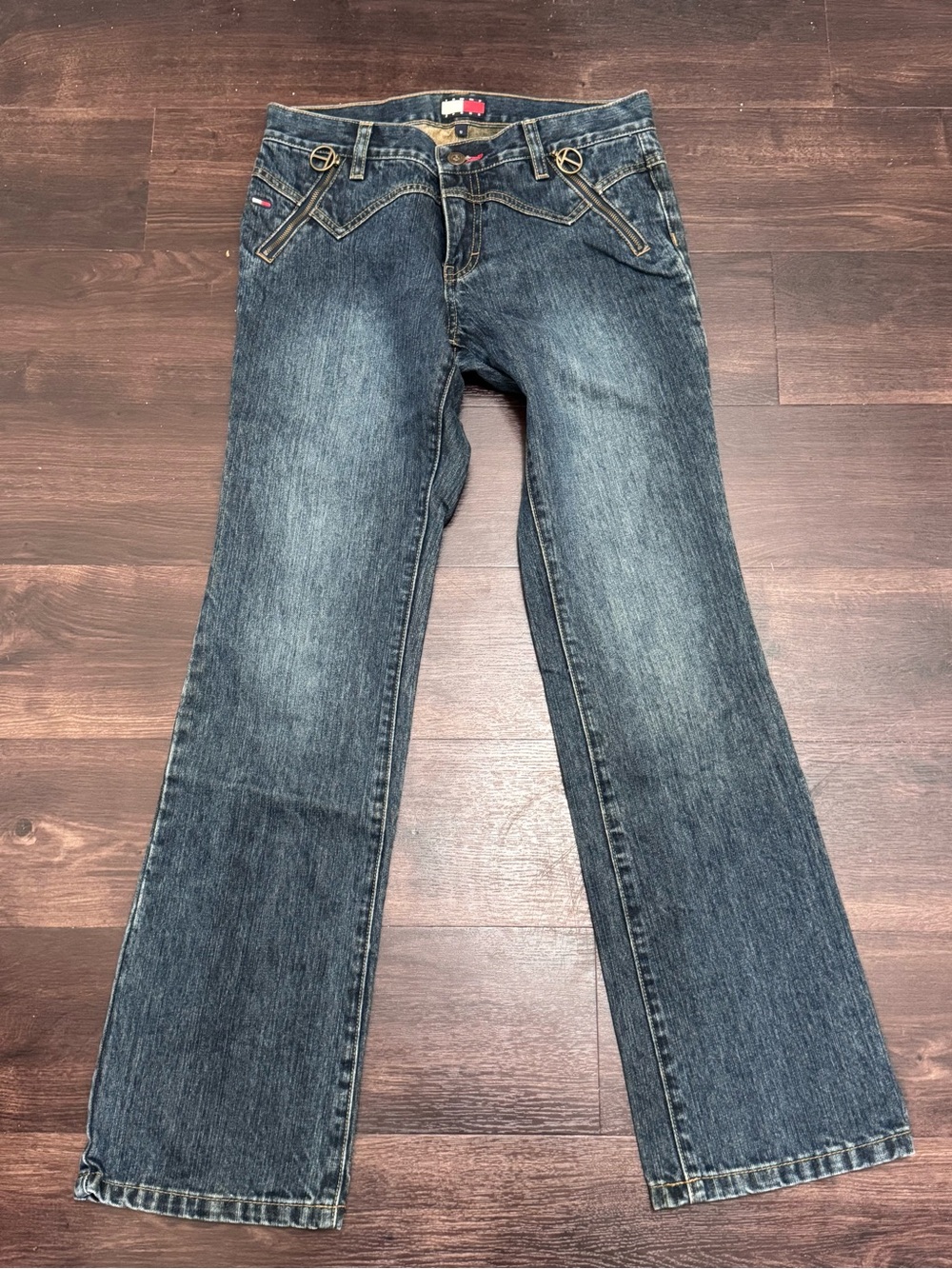 Tommy Hilfiger Vintage Dark Blue Flare Jeans with Branded Zip Details